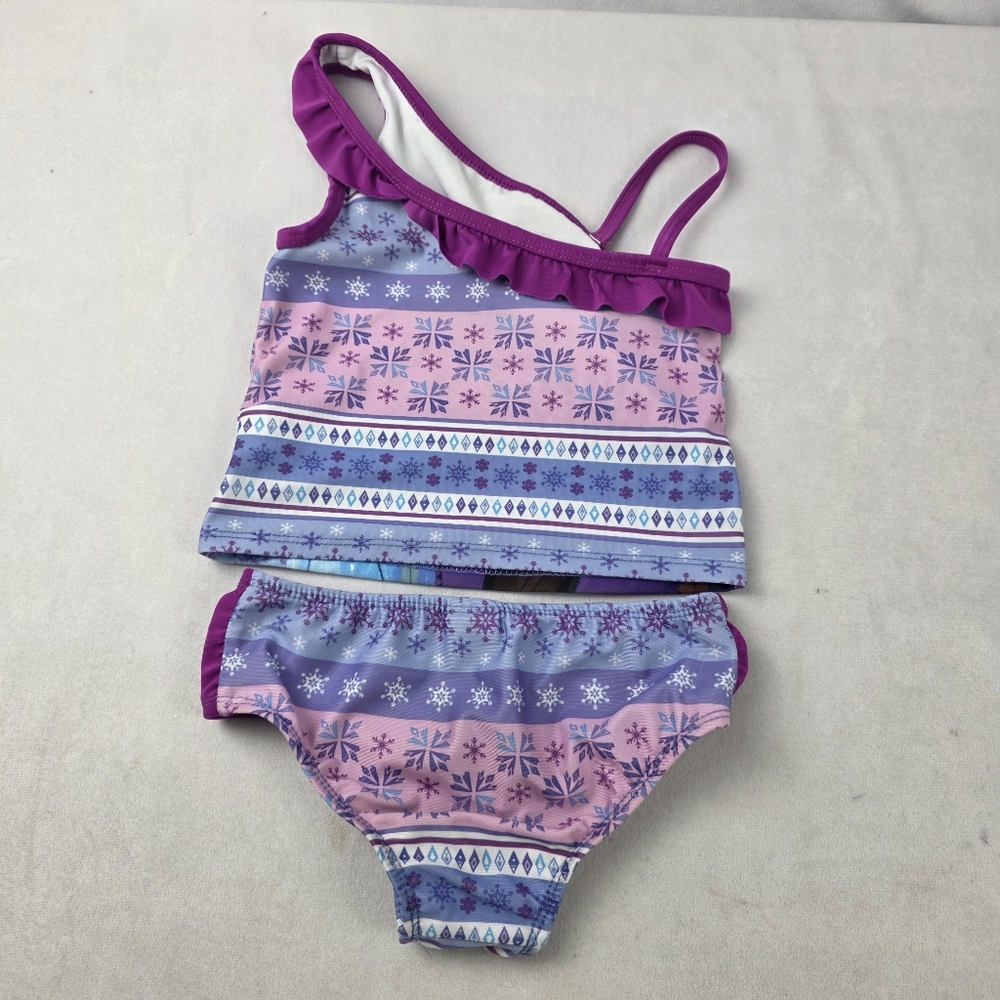 Disney Frozen Themed Tankini Swimsuit Anna Elsa Size 4T BS75 - Picture 2 of 3